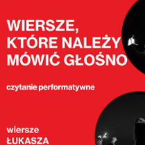 Fragment plakatu wydarzenia: tytuł spotkania na czerwonym tle i fragmenty zdjęć.