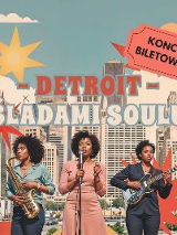 3 kobiety, w tle budynki, informacje o wydarzeniu.