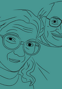 Rysunek ołówkiem kobiety i mężczyzny.