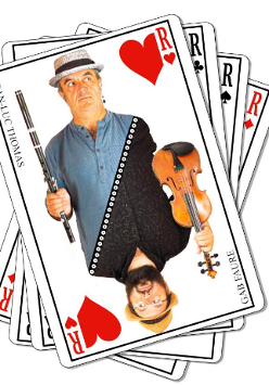 Karty przedstawiające występujących na wydarzeniu muzyków.