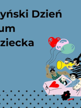 Po lewej stronie znajduje się tekst na niebieskim tle podkreślający daty i godziny wydarzenia. Po prawej stronie widać dzieci bawiące się wokół zabawkowego samochodu, trzymające flagę z sercem i kwiatem. Rysunek jest wypełniony jasnymi kolorami, balonami i elementami ognia, tworząc poczucie świętowania. Plakat przekazuje atmosferę radości i kreatywności, zapraszając do aktywnego i kolorowego wydarzenia.