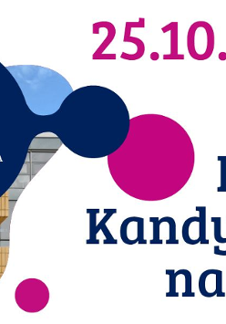 Baner, granatowo-różowe plamy nałożone na zdjęcie budynku uniwersytetu, obok napisy informujące o wydarzeniu.