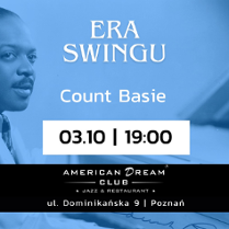 Ciemnoskóry mężczyzna, krótko obcięty z wąsem, ubrany w biały garnitur. Mężczyzna spogląda w prawo i jednocześnie gra na fortepianie.