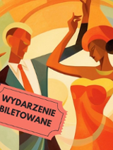 Rysunek tańczącej pary, informacje o potańcówce.