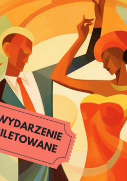 Rysunek tańczącej pary, informacje o potańcówce.
