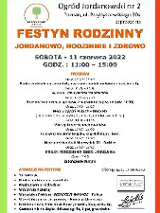 Obrazek przedstawia plakat promujący festyn w Ogrodzie Jordanowskim numer 2.