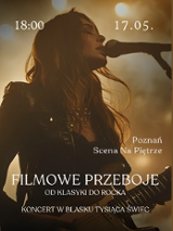 Kobieta trzyma gitarę, obok informacje o wydarzenia.