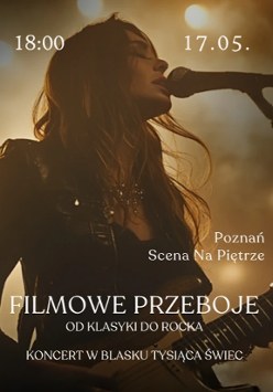 Kobieta trzyma gitarę, obok informacje o wydarzenia.