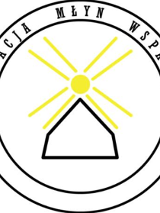 Schematyczny rysunek młyna, dookoła ramka z napisem Fundacja Młyn Wsparcia.