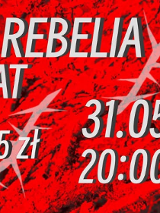Informacje o koncercie girls rebelia na czerwonym tle.