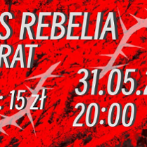 Informacje o koncercie girls rebelia na czerwonym tle.