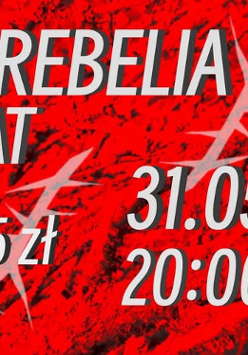 Informacje o koncercie girls rebelia na czerwonym tle.