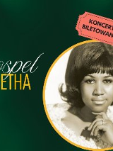 Po prawej stronie zdjęcie Arethy, po lewej napis "Gospel Aretha" na ciemnozielonym tle.