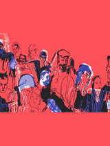 Grafika przedstawiająca sylwetki ludzkie w tanecznym korowodzie