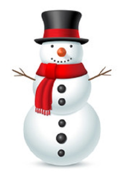 Bałwanek w czarnym kapeluszu.