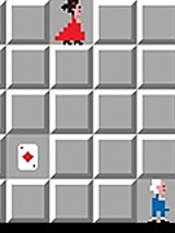 Na grafice dwie postci operowe na planszy gry saper.