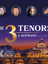 Na grafice zdjęcia twarzy wykonawców i napis the 3 tenors.