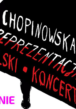 Na grafice czarny fortepian z napisem Chopinowska reprezentacja Polski.