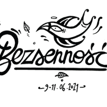 Na grafice napis bezsenność. Nad napisem rysunek czarnego ptaka.