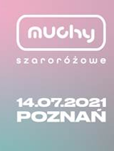 Na grafice napis muchy szaroróżowe i data koncertu.