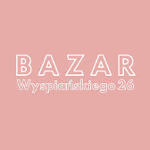Na grafice na różowym tle biały napis Bazar Wyspiańskiego 26.