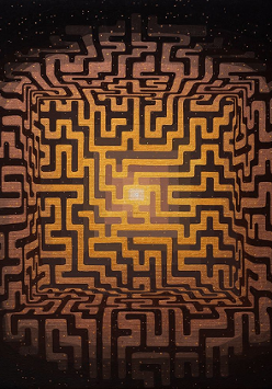 Na grafice jedna z prac z motywem labiryntu.
