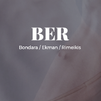 beżowe tło grafiki, pośrodku napis BRE, poniżej trzy nazwiska Bondara, Ekman i Rimeikis