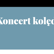 na błękitnym tle poziomy biały napis Koncert kolęd