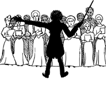 Grafika dyrygenta i chóru.