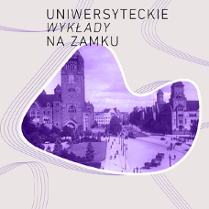 Grafika zawiera zdjęcie autorstwa Romana Stefana Ulatowskiego przedstawiające bryłę Zamku z lat 20. XX w. Zdjęcie jest przetworzone kolorowym filtrem i umieszczone w szarej ramce o nieregularnym kształcie.
