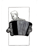 Autorką grafiki jest Magdalena Luch. Przedstawia ona rysunek osoby grającej na akordeonie.