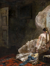 Na grafice obraz Wieczór letni Józefa Chełmońskiego.