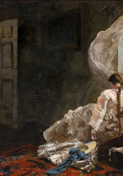 Na grafice obraz Wieczór letni Józefa Chełmońskiego.