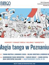 Festiwalowa grafika, na której sporo się dzieje. Na mapie Poznania, z zarysowanymi miejscami festiwalowymi, widoczne są osoby, które grają na różnych instrumentach i tańczą. Poniżej plansza z informacjami o tym, co znajdziemy w programie festiwalu. Powyżej grafiki logo festiwalu oraz daty wydarzenia.