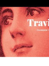 w tle grafiki twarz lekko uśmiechniętej kobiety z długimi włosami, na pierwszym planie tytuł opery i autor