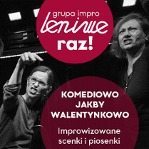 czarno białe zdjecie przedstawia trzy gestykulujące kobiety; w prawej części dwa koła w kolorze wiśniowym z informacjami o spektaklu