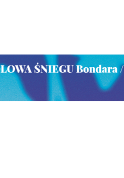 na niebieskim tle białe litery tytułu i autorów spektaklu