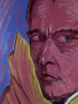 na grafice fragment portretu mężczyzny w średnim wieku