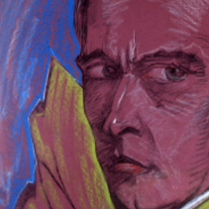 na grafice fragment portretu mężczyzny w średnim wieku