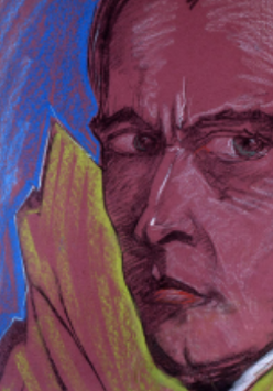 na grafice fragment portretu mężczyzny w średnim wieku