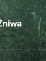 na ciemnozielonym tle biały tytuł spektaklu