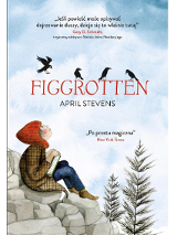 Dziewczynka siedzi na kamieniach, na szczycie góry, w rękach trzyma książkę, patrzy w górę na ptaki siedzące na literach tworzących napis Figgrotten. Poniżej widać czubki drzew.