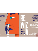 Po lewej stronie na beżowym tle rysunek czerwonej twarzy, do jej nosa prowadzi mała drabina, na której stoi postać z latarką. W prawej części grafiki na beżowym tle napisy o szczegółach wydarzenia.