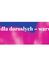 na różowo-niebieskim tle biały tytuł wydarzenia