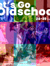 na grafice dziewięć kolorowych kwadratów, w nich widoczne postacie tancerzy w trakcie tańca. Na dole i na górze grafiki białe napisy informujące o wydarzeniu.