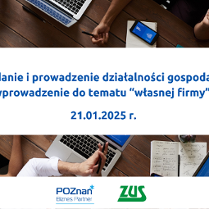 Grafika promująca szkolenie Zakładanie i prowadzenie działalności gospodarczej - wprowadzenie do tematu "własnej firmy".