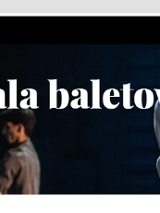 na zdjęciu w tle widoczne tańczące postaci, na pierwszym planie biały napis: Gala baletowa