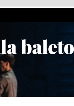 na zdjęciu w tle widoczne tańczące postaci, na pierwszym planie biały napis: Gala baletowa