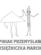 Rysunek jest zatytułowany "Grzejnik i Pani Nawierzchnia". Wykonany cienkopisem na papierze przedstawia dwie tańczące sylwetki, kobiecą w spódniczce i męską.