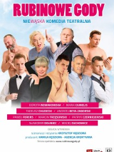 Zdjęcia aktorów występujących w spektaklu i nazwa wydarzenia.